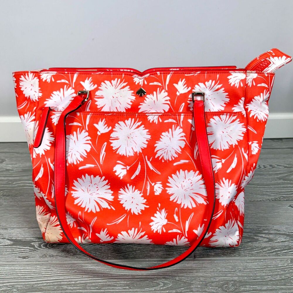 Kate Spade Jae Blossom - FLAWED & DIRTY - AS IS - Orange White Beach Bag Tote